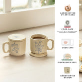 Fiore Ceramic Mug Set of Two  with Lid